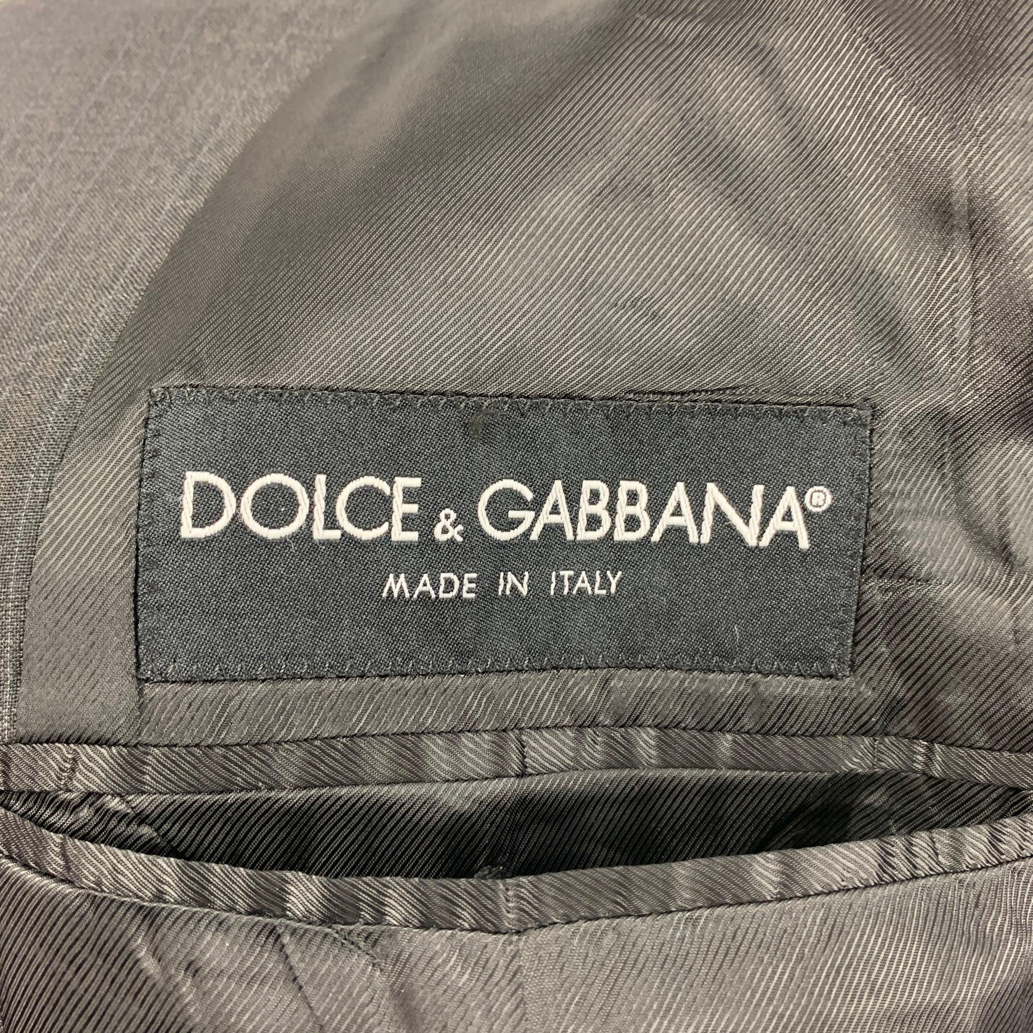 DOLCE & GABBANA Size 46 Charcoal Pinstripe Virgin Wool Sport Coat For Sale 2