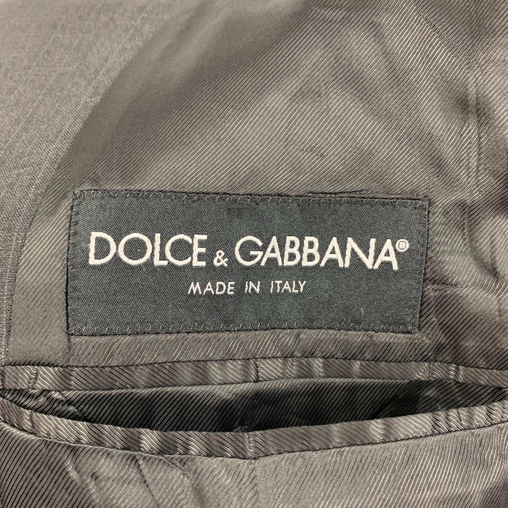 DOLCE & GABBANA Size 46 Charcoal Pinstripe Virgin Wool Sport Coat For Sale 1