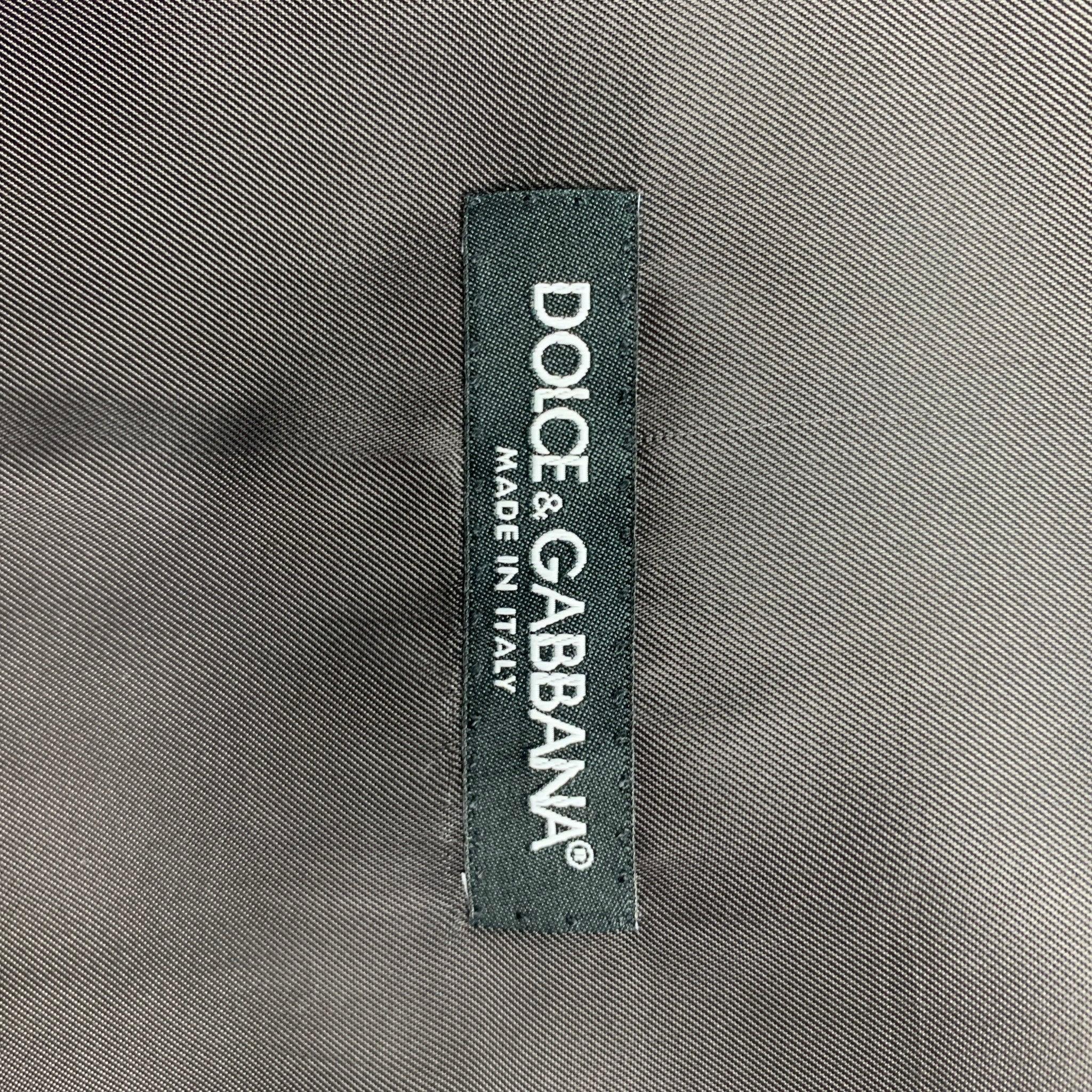 DOLCE & GABBANA Size 46 Charcoal Plaid Wool Buttoned Grey Vest For Sale 1