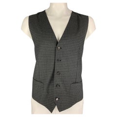 DOLCE & GABBANA Size 46 Grey Black Plaid Wool Buttoned Vest