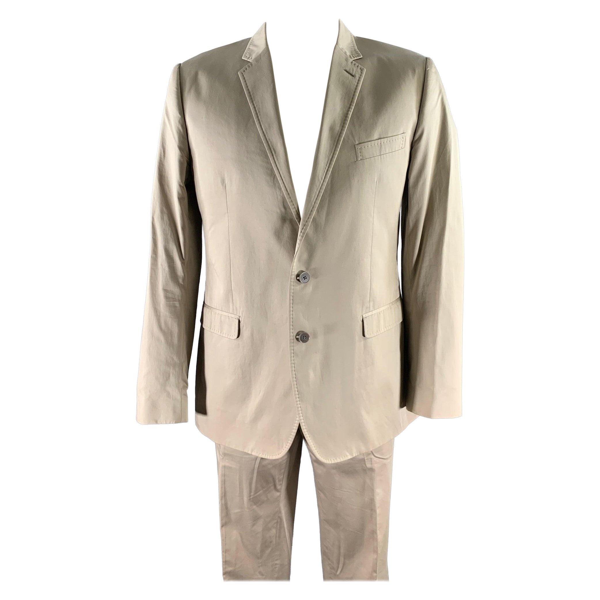 Pre-owned Dolce & Gabbana Size 46 Khaki Notch Lapel Suit In Sand
