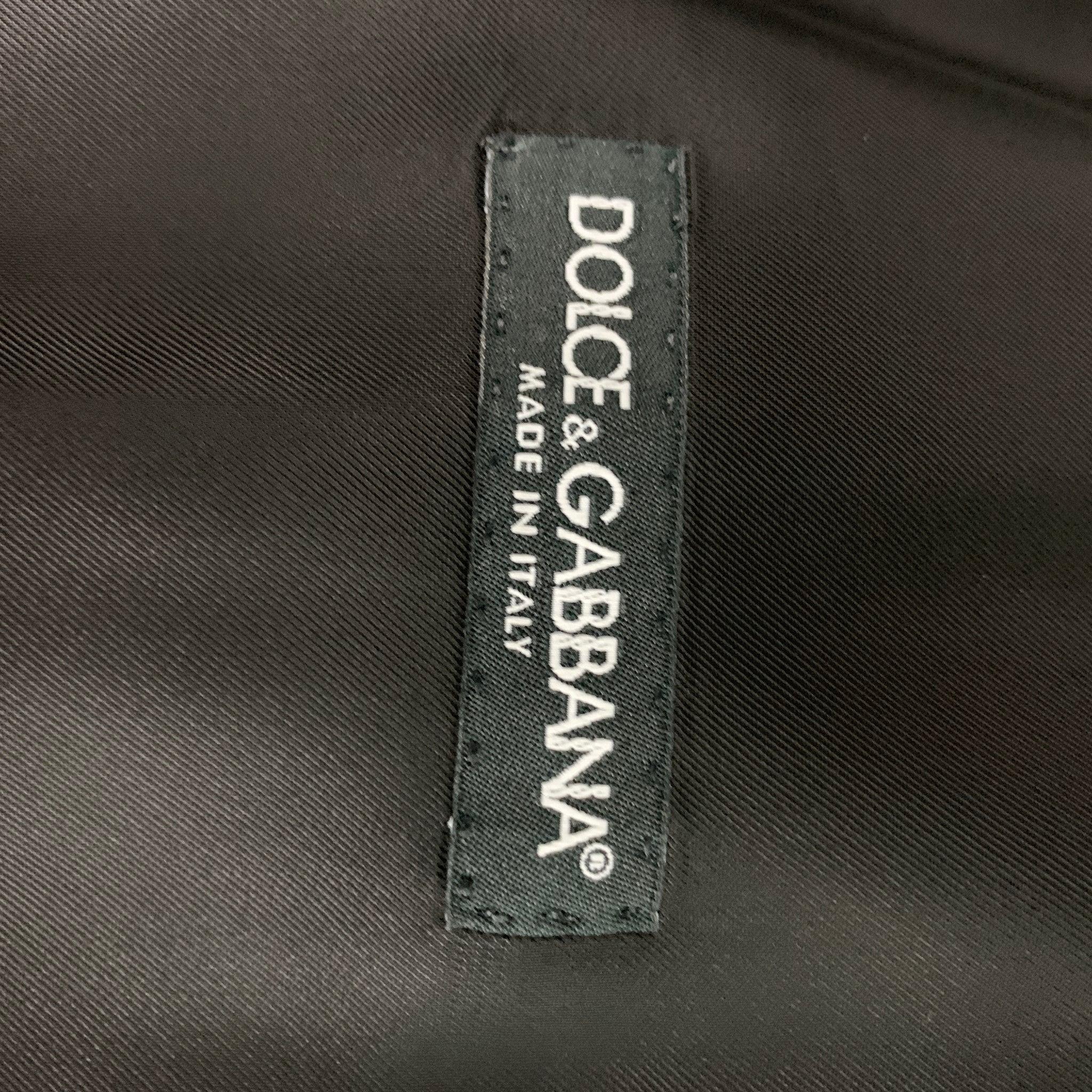 Men's DOLCE & GABBANA  Size 46 Plaid Wool Buttoned Black Vest For Sale