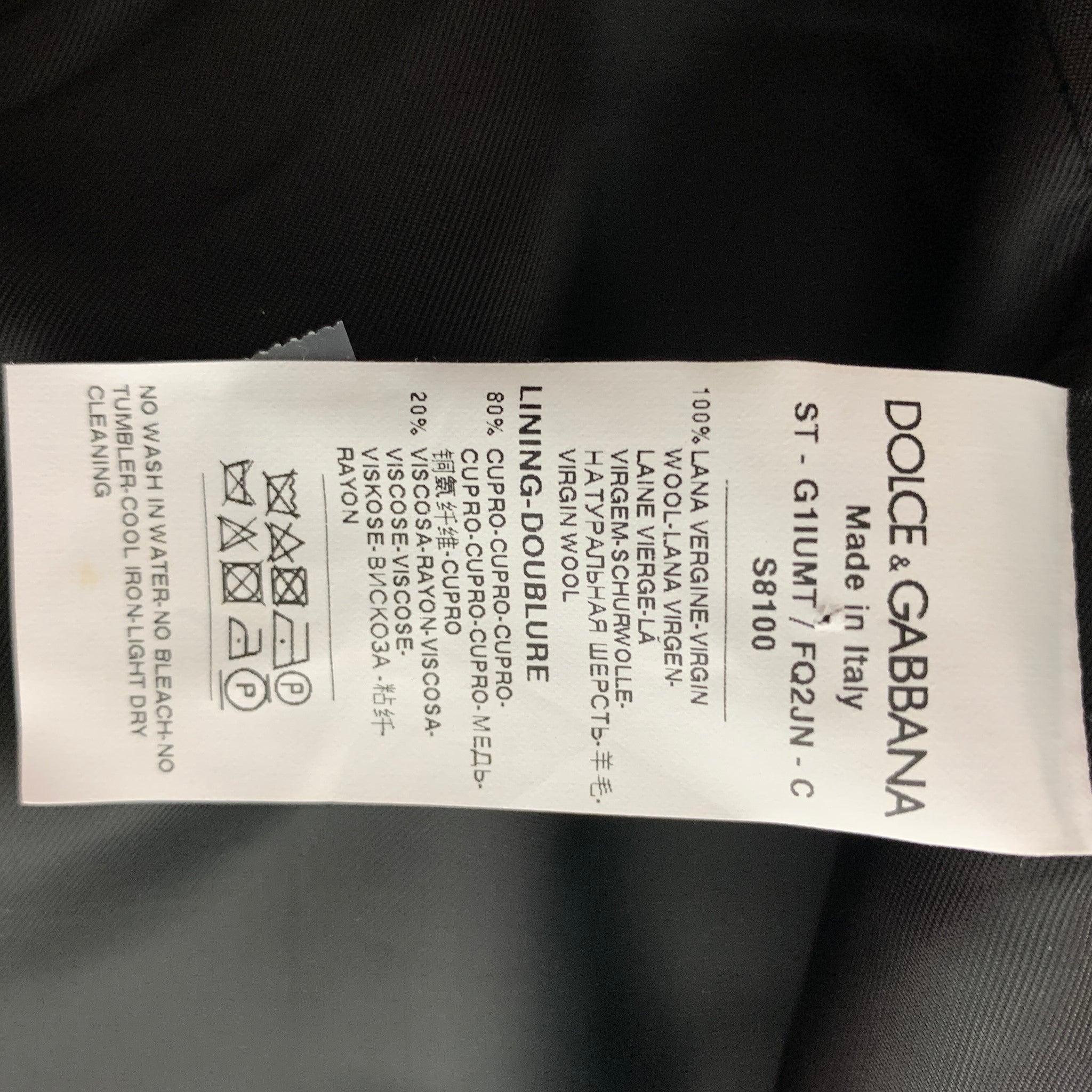 DOLCE & GABBANA  Size 46 Plaid Wool Buttoned Black Vest For Sale 1