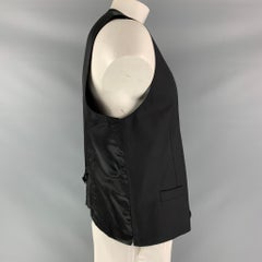 DOLCE & GABBANA  Size 46 Solid Wool Buttoned Black Vest