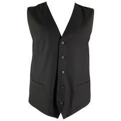 DOLCE & GABBANA  Größe 46 Solide Wolle geknöpft Schwarz Weste