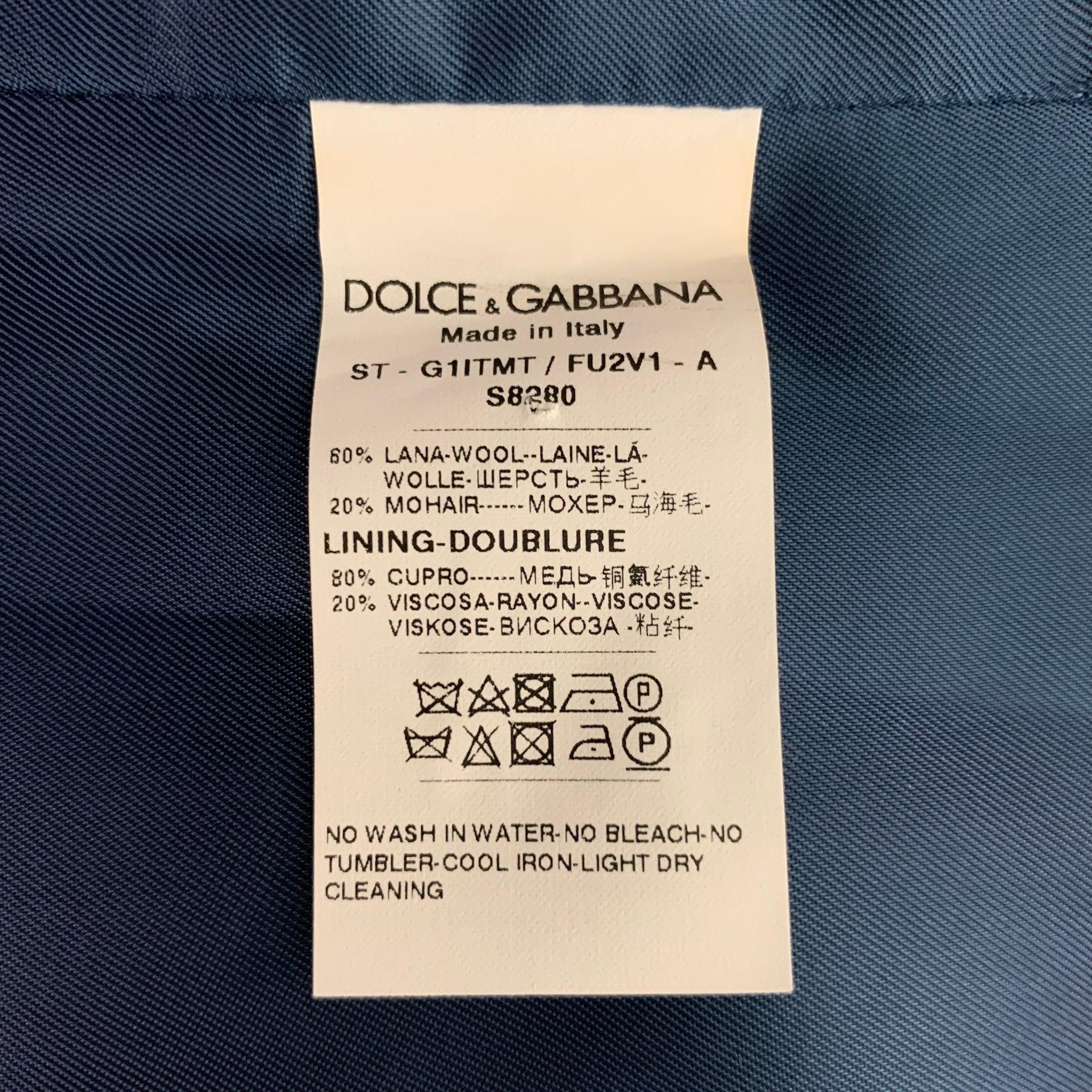 DOLCE & GABBANA Size 46 Solid Wool &  Mohair Buttoned Blue Vest For Sale 1