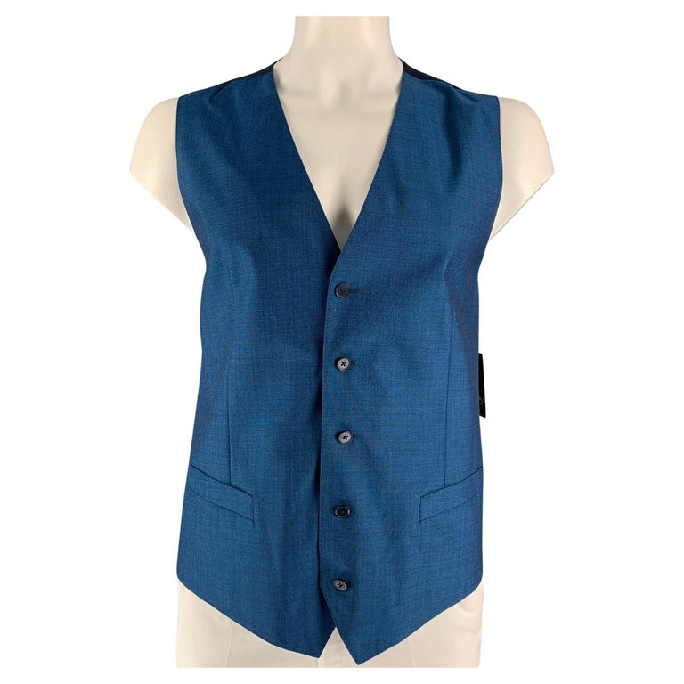 Dolce & Gabbana Dark Blue Logo Wool Formal Men Waistcoat Vest main image 1