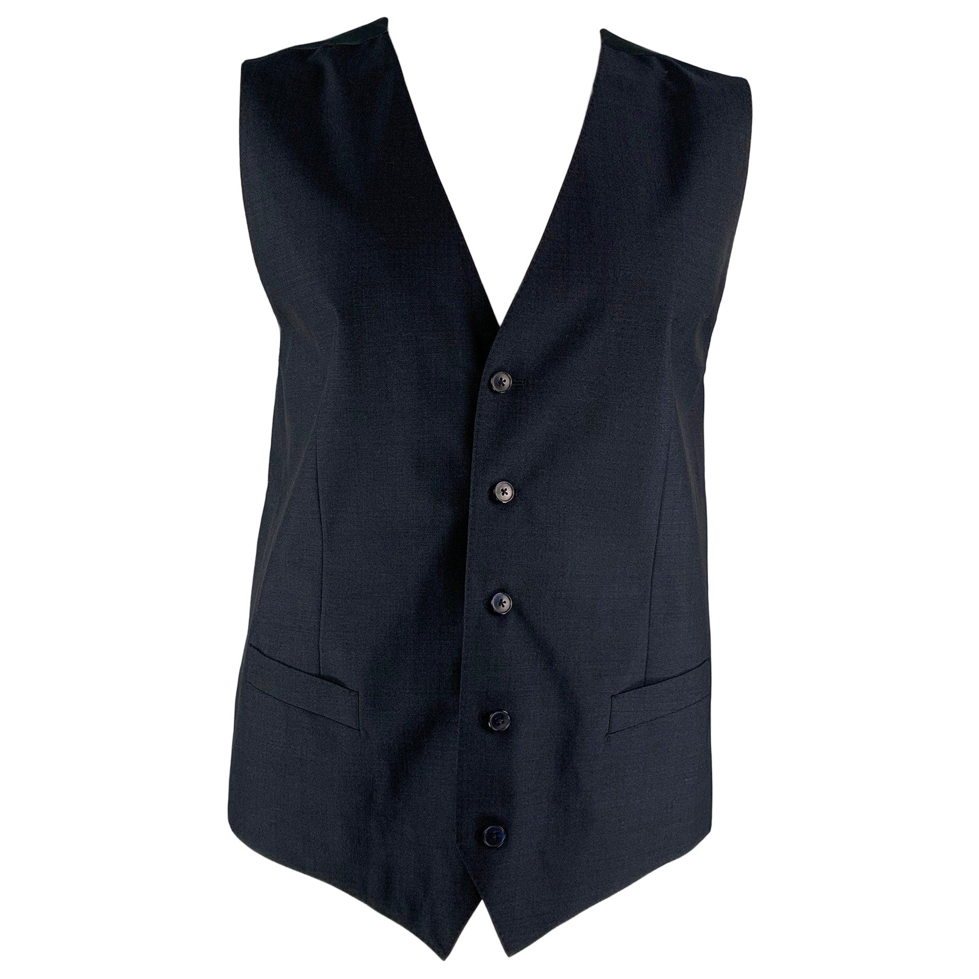 DOLCE & GABBANA Größe 46 Massivwolle &  Mohair Weste mit Knöpfen Navy
