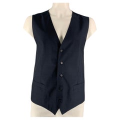 DOLCE & GABBANA Size 46 Solid Wool & Mohair Buttoned Navy Vest