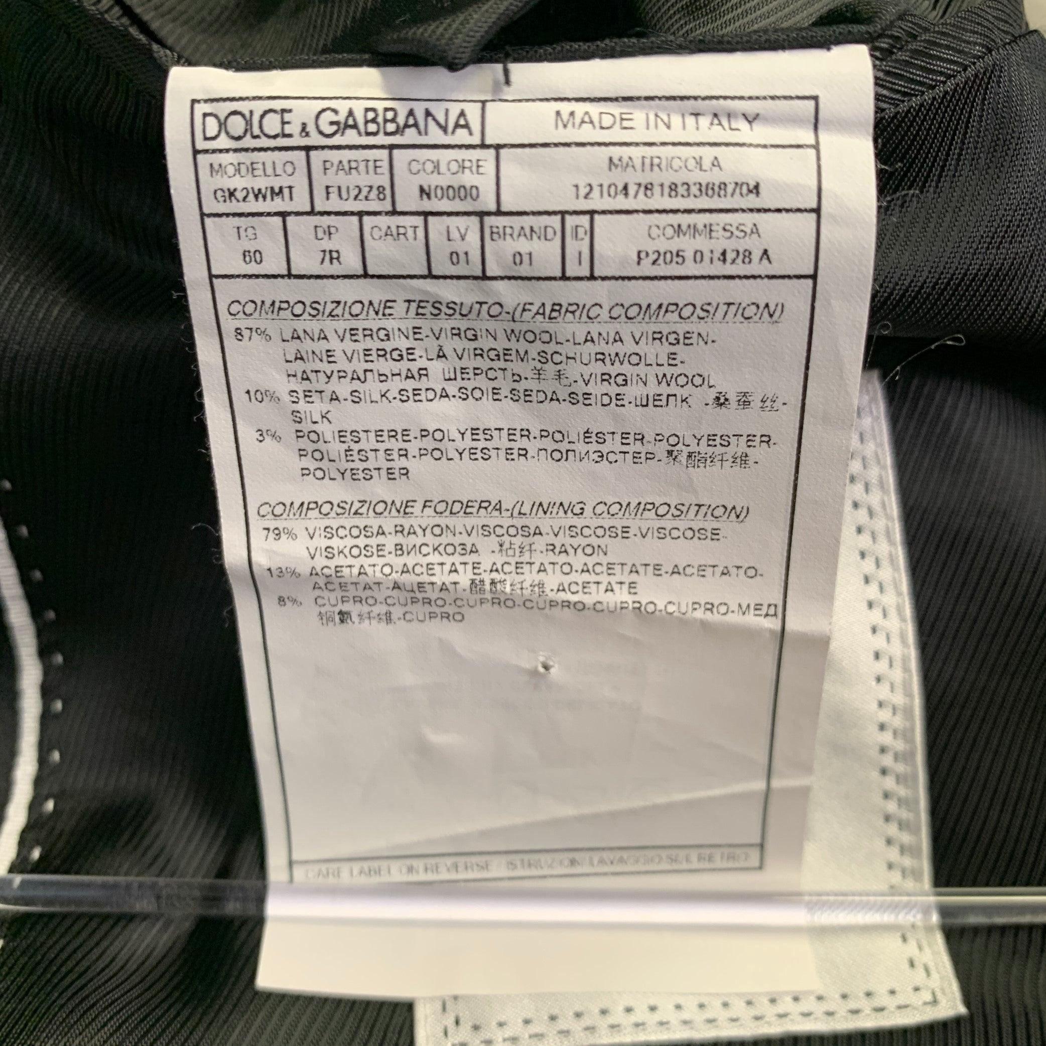 DOLCE & GABBANA Taglia 48 Smoking nero in lana vergine misto seta con risvolto a punta in vendita 4