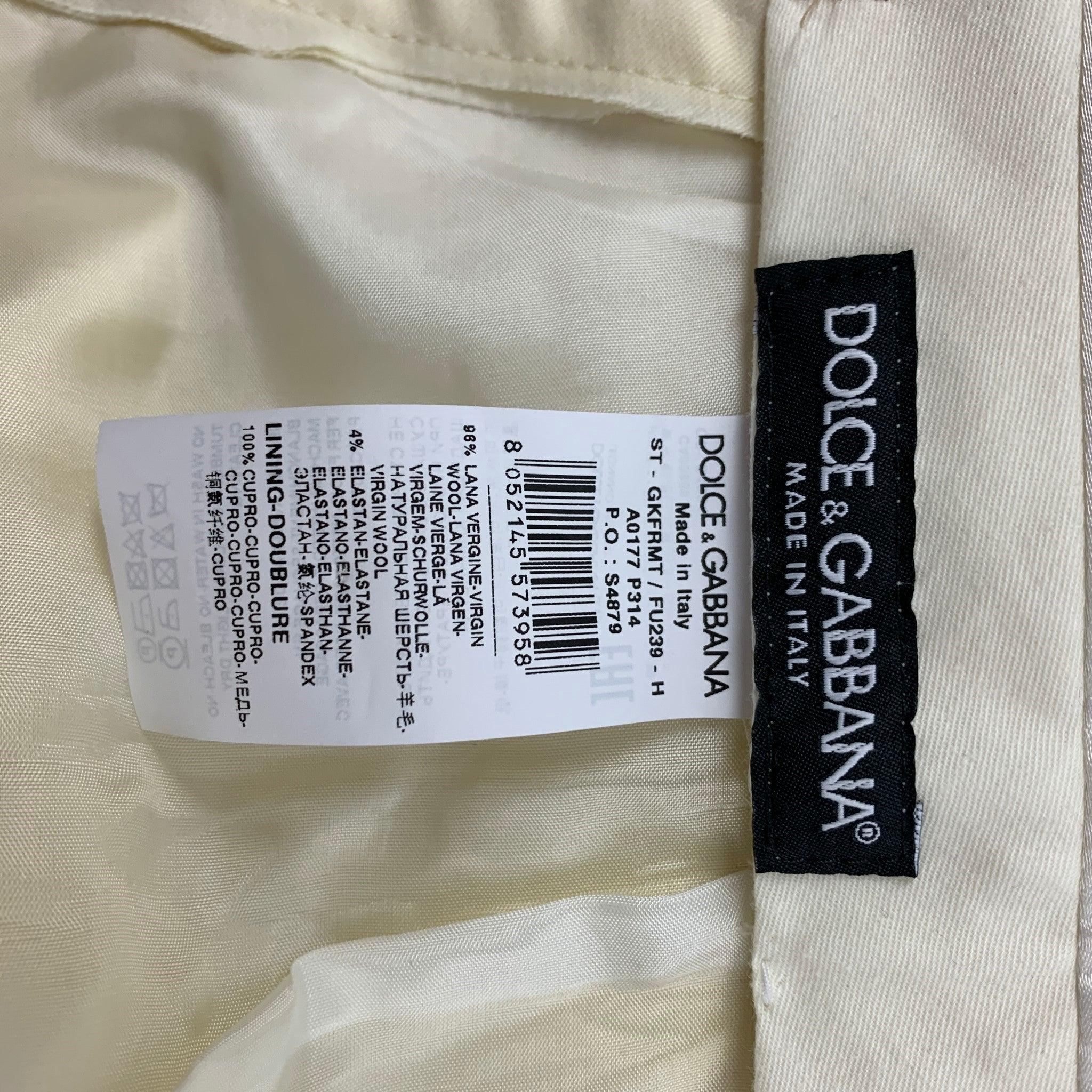 DOLCE & GABBANA Size 48 Yellow Wool Peak Lapel Suit For Sale 6
