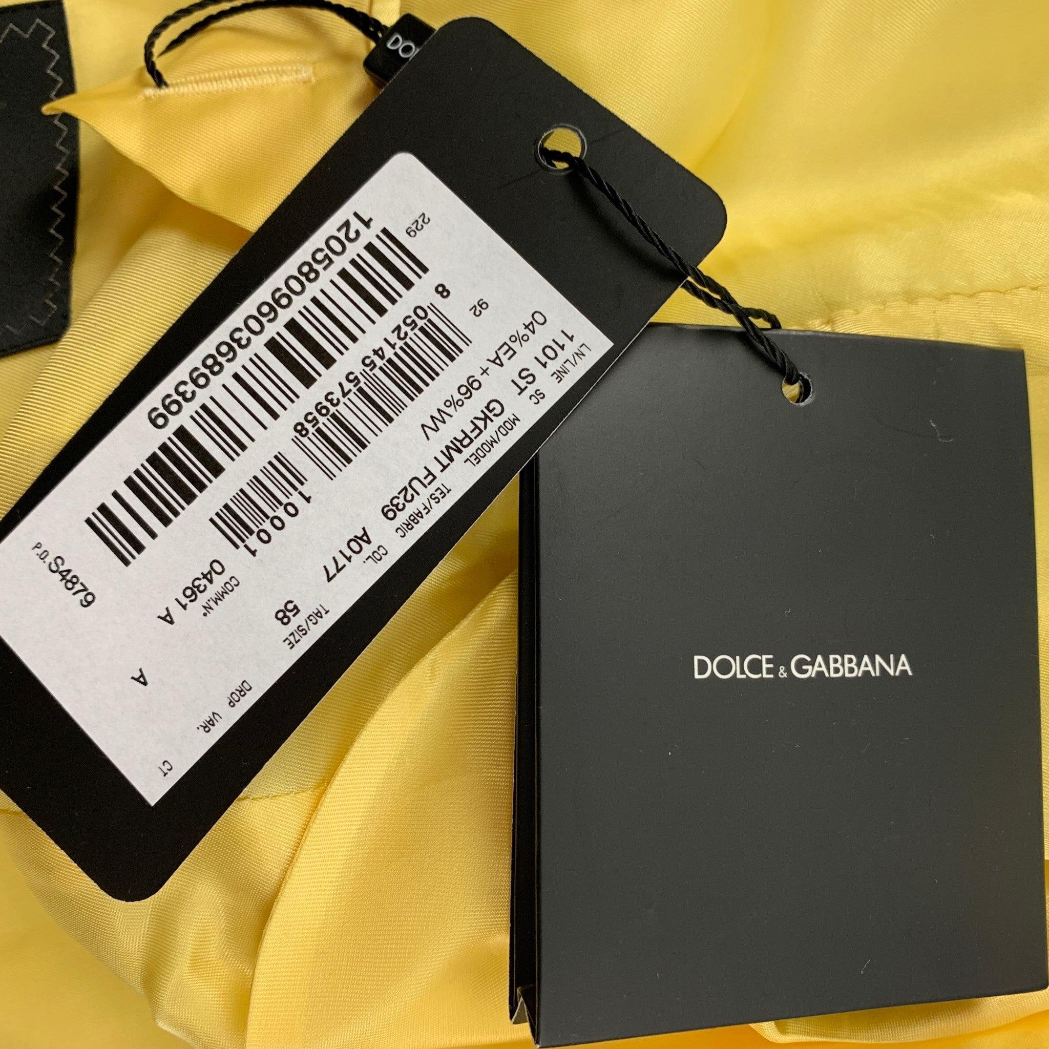 DOLCE & GABBANA Size 48 Yellow Wool Peak Lapel Suit For Sale 5