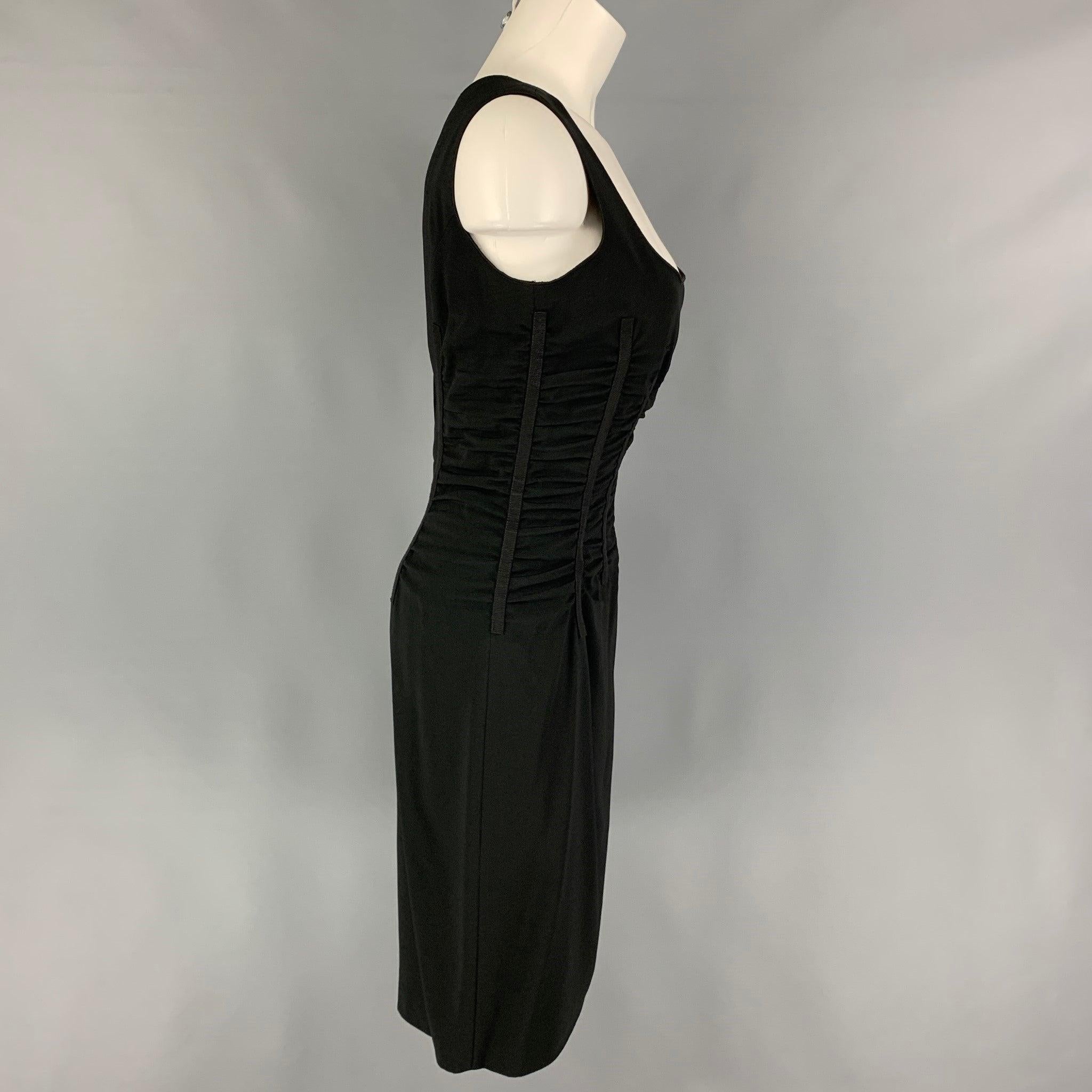 DOLCE & GABBANA Size 6 Black Acetate Blend Ruched Sleeveless Cocktail Dress In Good Condition For Sale In San Francisco, CA