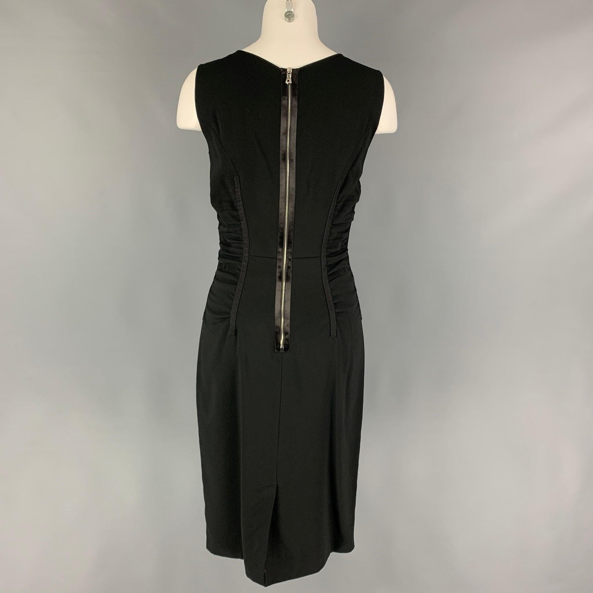 Women's DOLCE & GABBANA Size 6 Black Acetate Blend Ruched Sleeveless Cocktail Dress For Sale