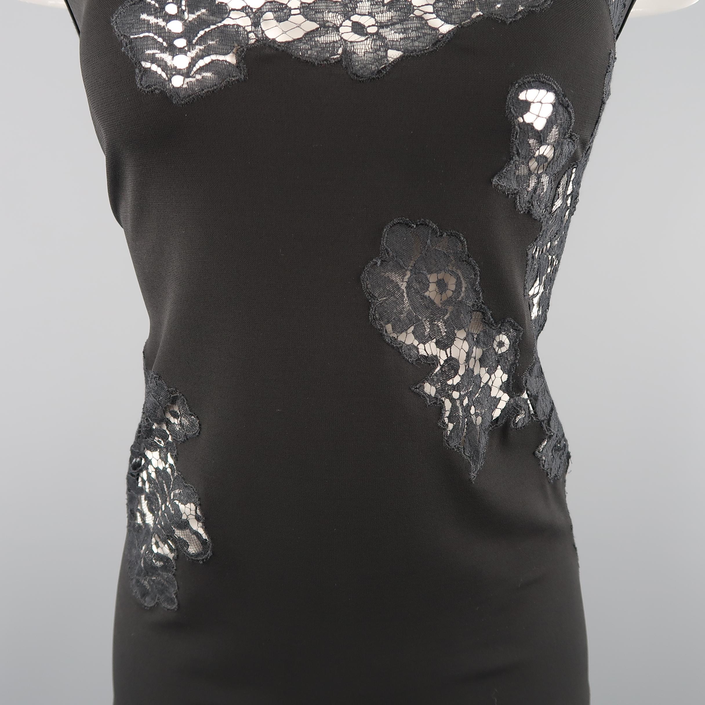 DOLCE & GABBANA Size 6 Black Lace Cutout Sleeveless Blouse In Good Condition In San Francisco, CA