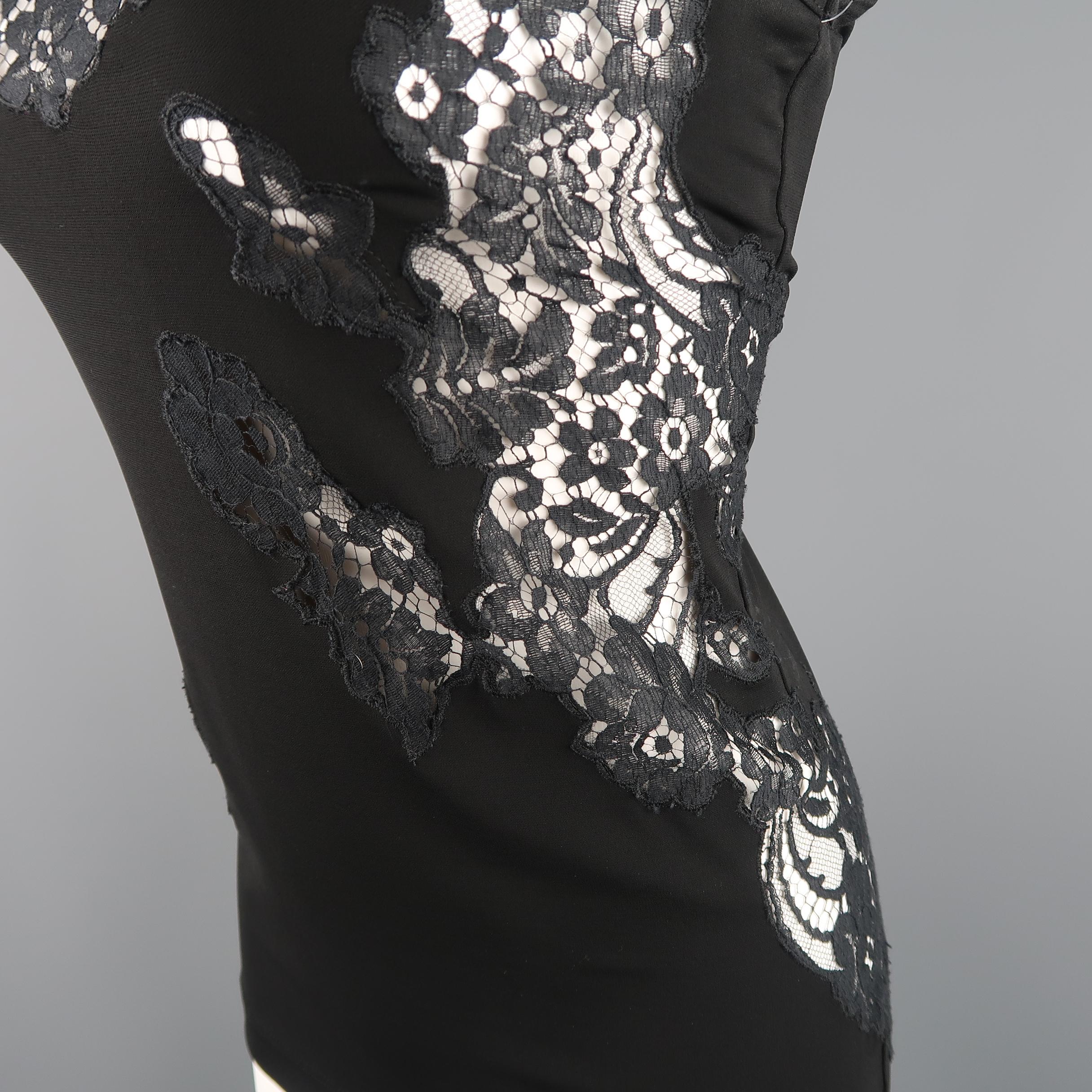 Women's DOLCE & GABBANA Size 6 Black Lace Cutout Sleeveless Blouse