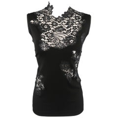 DOLCE & GABBANA Size 6 Black Lace Cutout Sleeveless Blouse