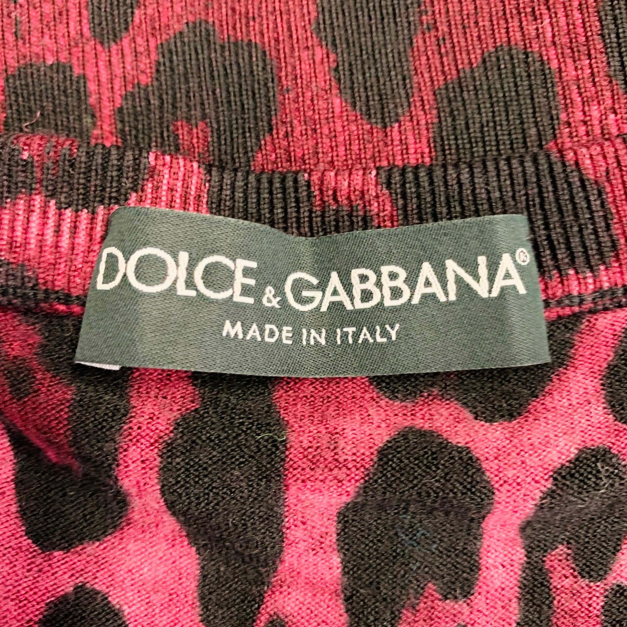 Women's DOLCE & GABBANA Size 6 Black Purple Wool Animal Print Sleeveless Pullover For Sale
