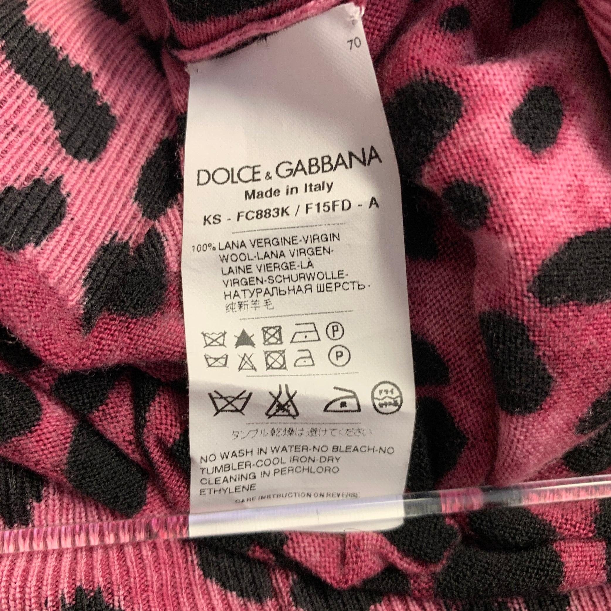 DOLCE & GABBANA Size 6 Black Purple Wool Animal Print Sleeveless Pullover For Sale 1