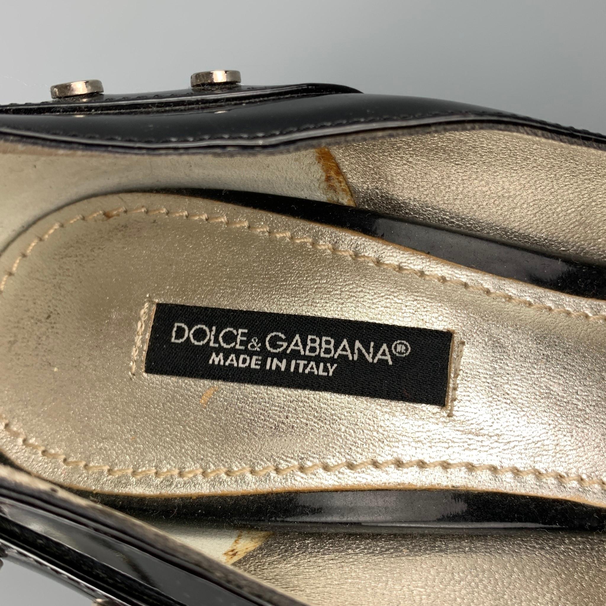 DOLCE & GABBANA Size 6 Black Studded Patent Leather Pumps 2