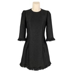 DOLCE & GABBANA Size 6 Black Virgin Wool Blend Tweed Dress
