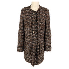 DOLCE & GABBANA Size 6 Brown Acrylic Blend Tweed Collarless Coat