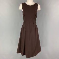 DOLCE & GABBANA Size 6 Brown Wool Sleeveless Mid-Calf Dress