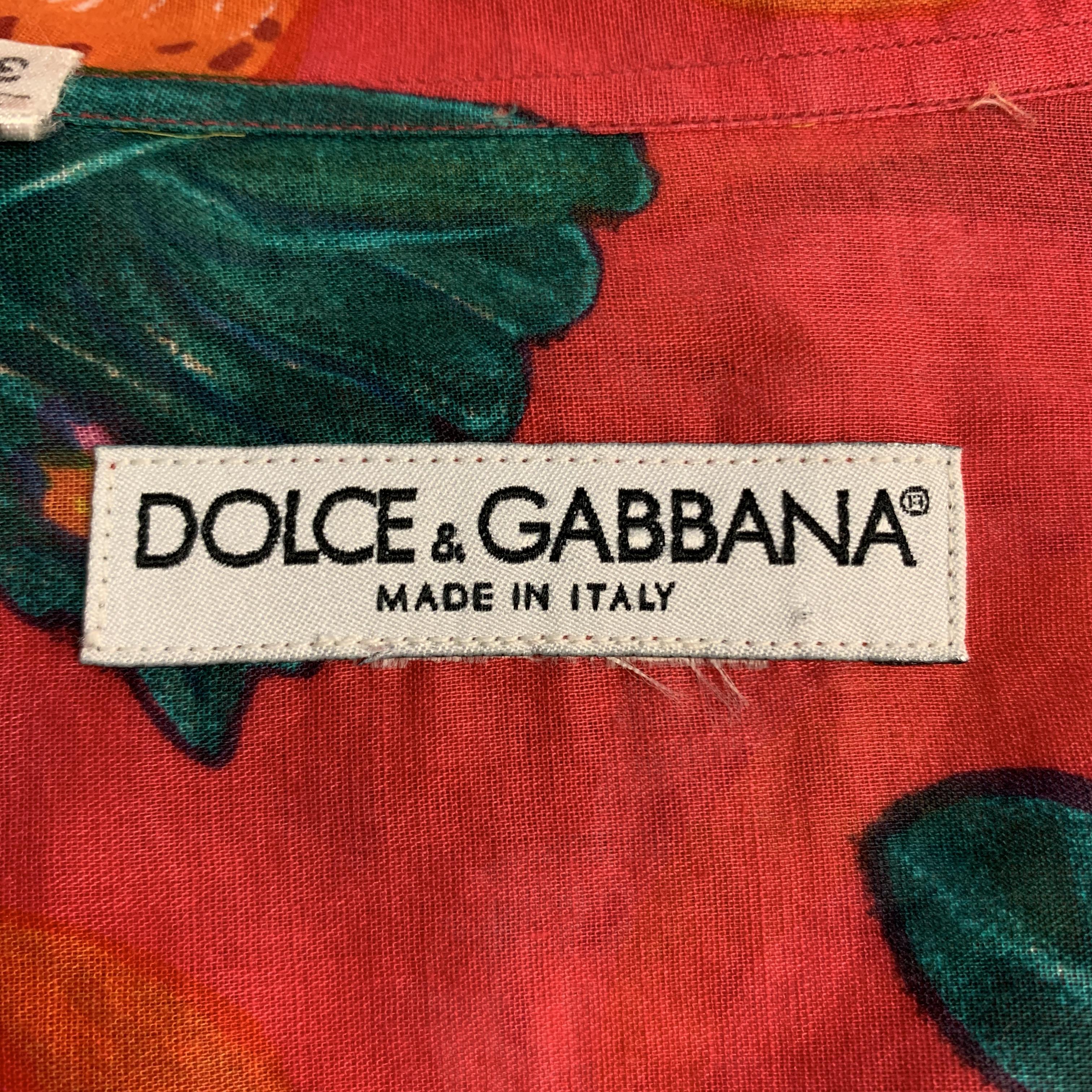DOLCE & GABBANA Size 6 Floral Fuchsia Cotton Button Up Long Sleeve Shirt 3