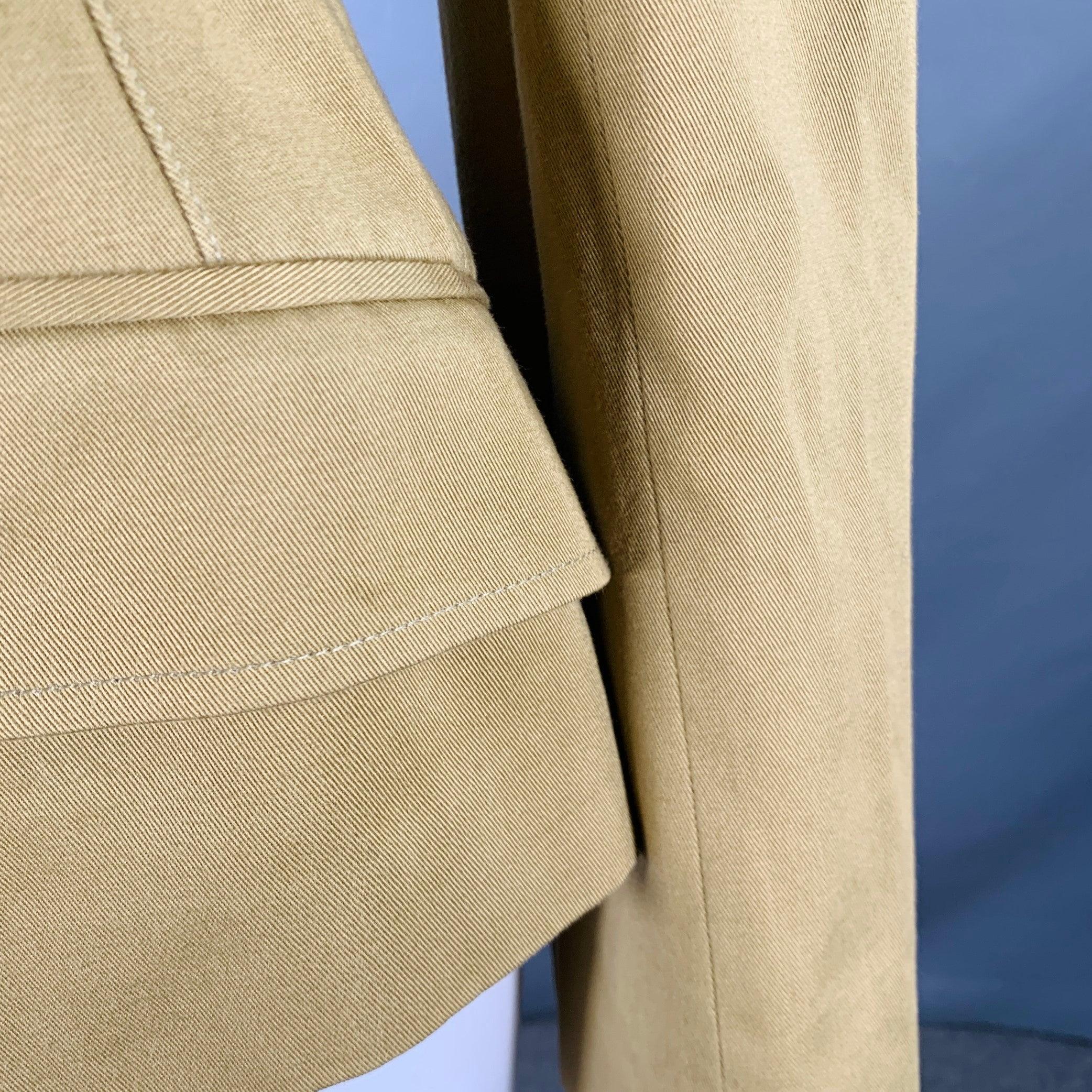 Women's DOLCE & GABBANA Size 6 Khaki Cotton Twill Fitted Button Up Jacket Blazer For Sale