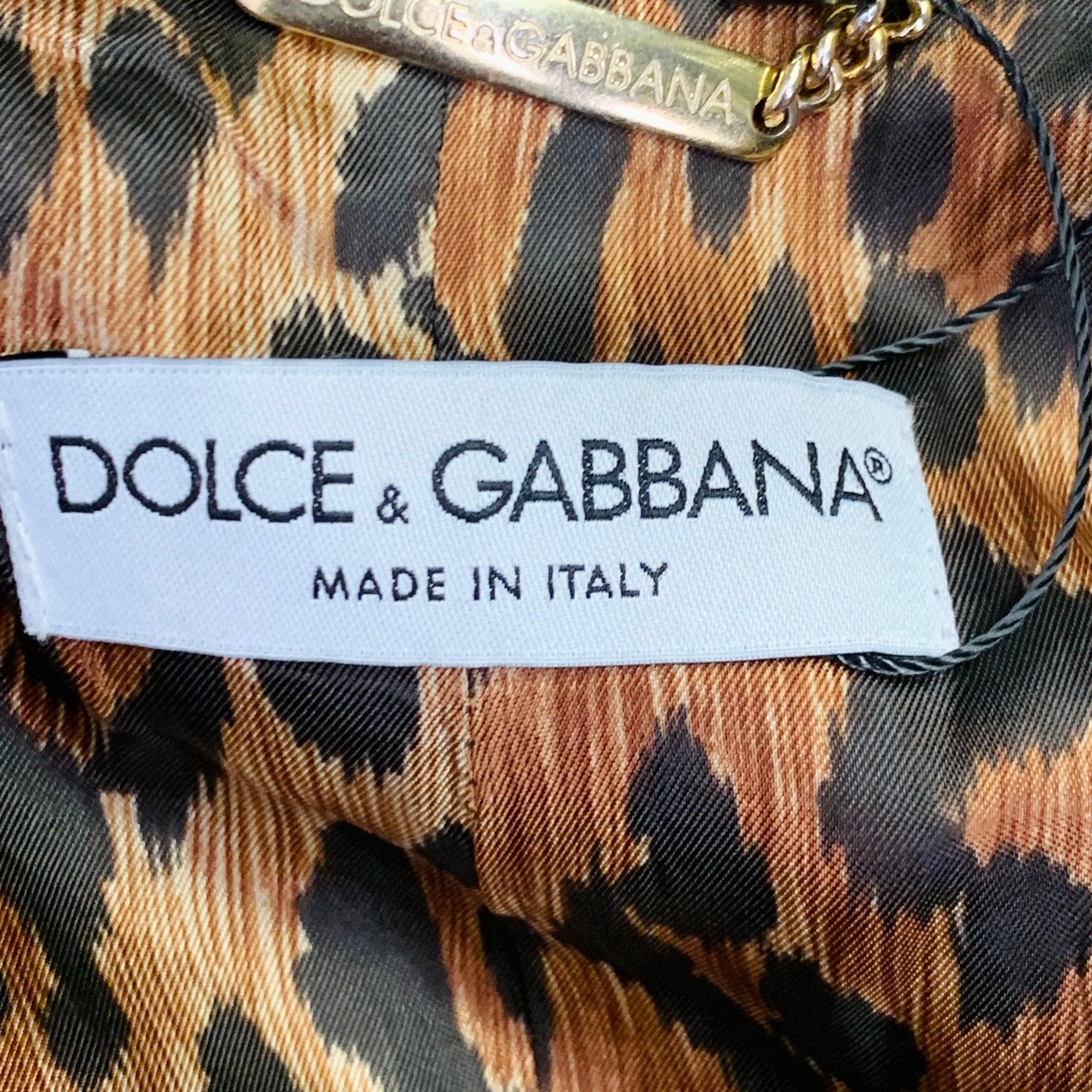DOLCE & GABBANA Size 6 Khaki Cotton Twill Fitted Button Up Jacket Blazer For Sale 3