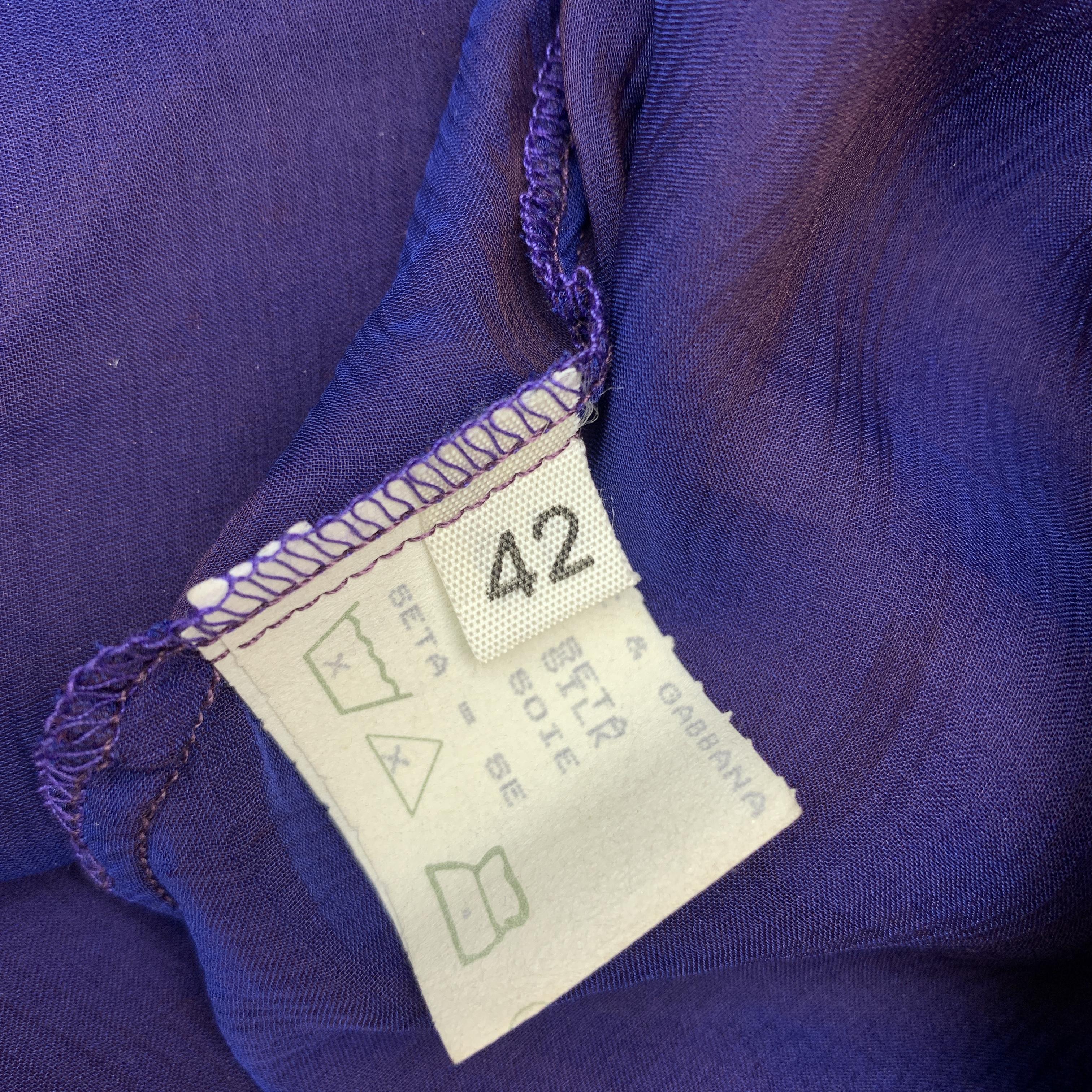 Women's DOLCE & GABBANA Size 6 Purple Silk Chiffon Wrap Tie Cardigan