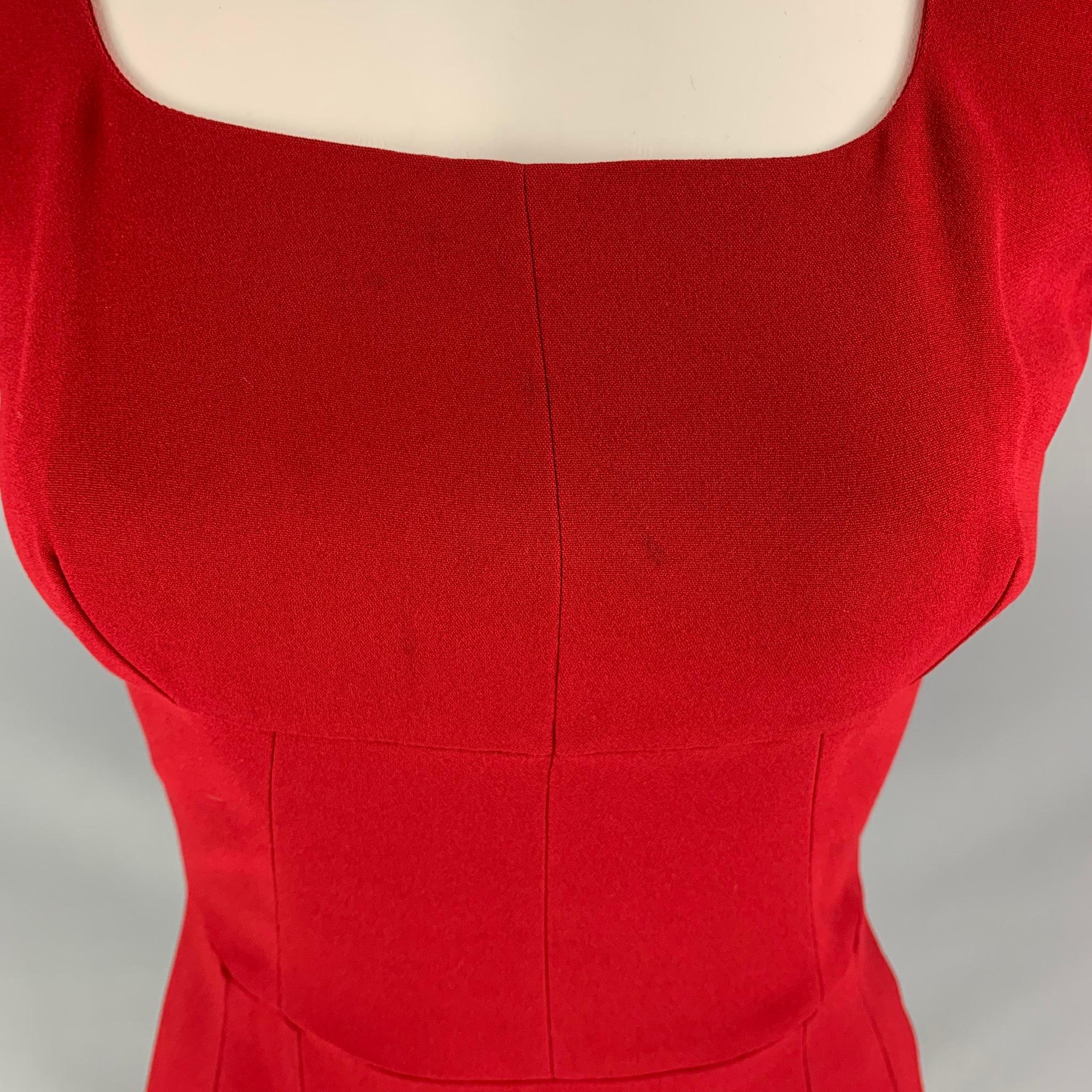 Women's DOLCE & GABBANA Size 6 Red Viscose Blend Solid Mid-Calf Dress