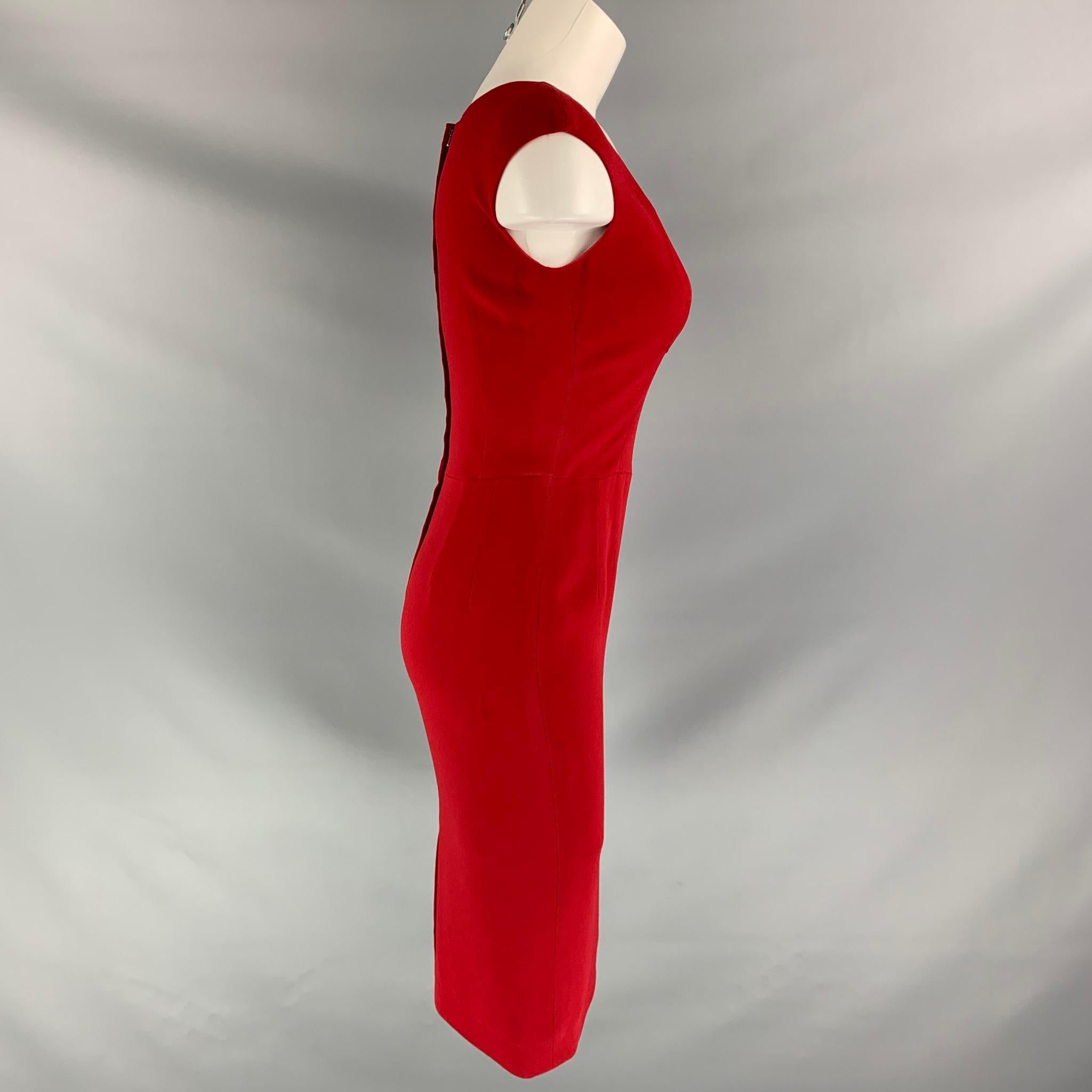 DOLCE & GABBANA Size 6 Red Viscose Blend Solid Mid-Calf Dress 1