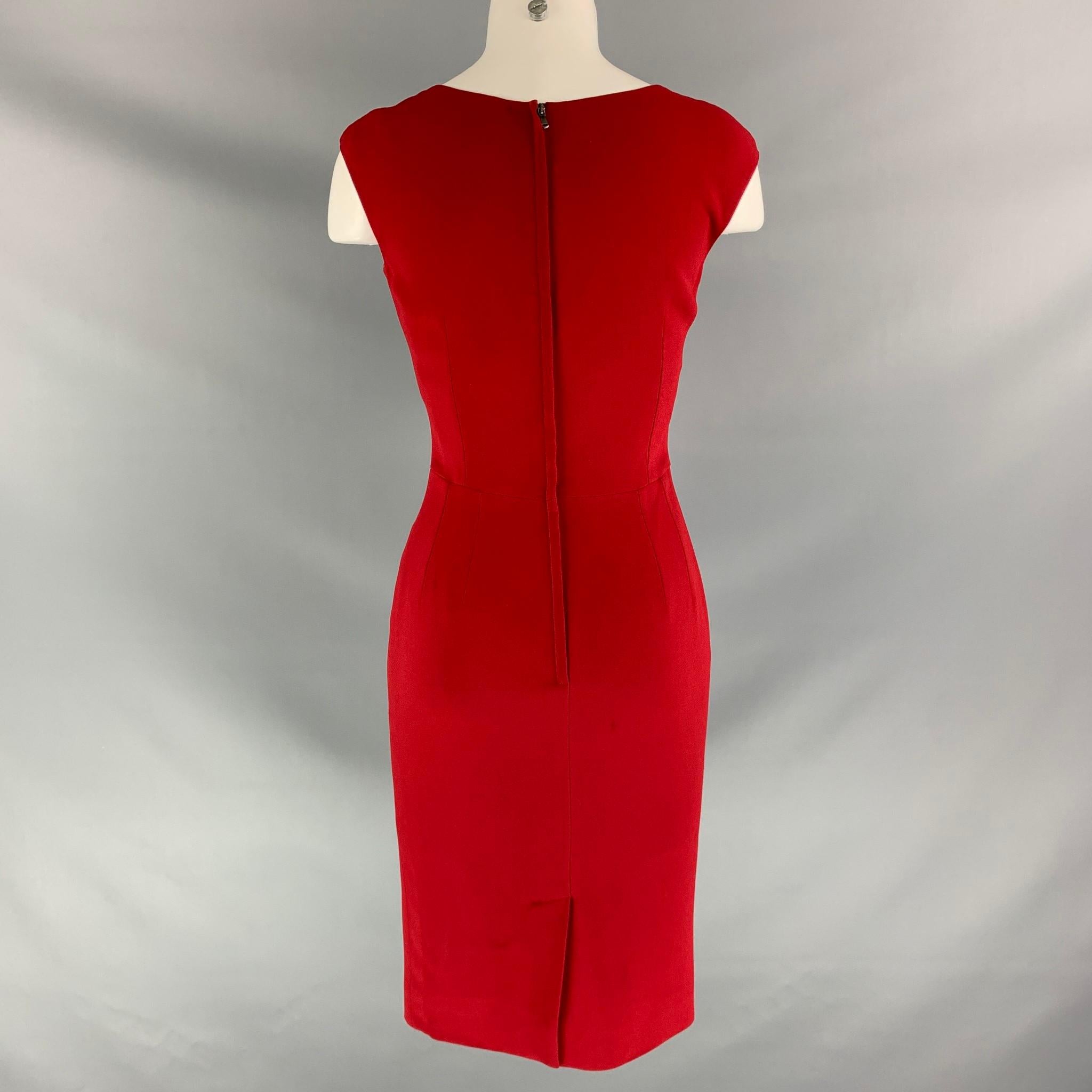DOLCE & GABBANA Size 6 Red Viscose Blend Solid Mid-Calf Dress 2