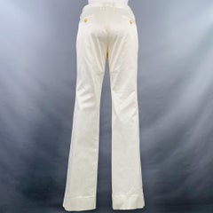 DOLCE & GABBANA Size 6 White Cotton Blend Twill Flat Front Straight Casual Pants