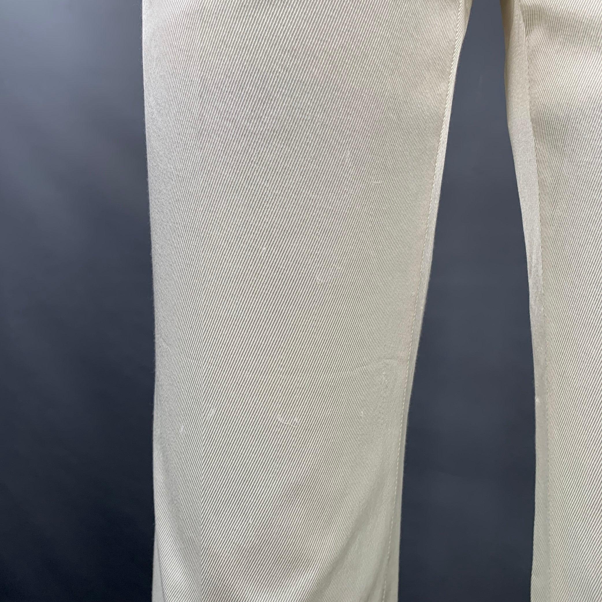 DOLCE & GABBANA Size 6 White Cotton Blend Twill Flat Front Straight Casual Pants In Good Condition For Sale In San Francisco, CA