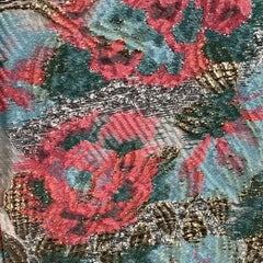 DOLCE & GABBANA Size 6 White Pink Jacquard Floral Capri Dress Pants