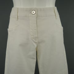 DOLCE & GABBANA Size 6 White Stretch Cotton Moto Detail Skinny Pants