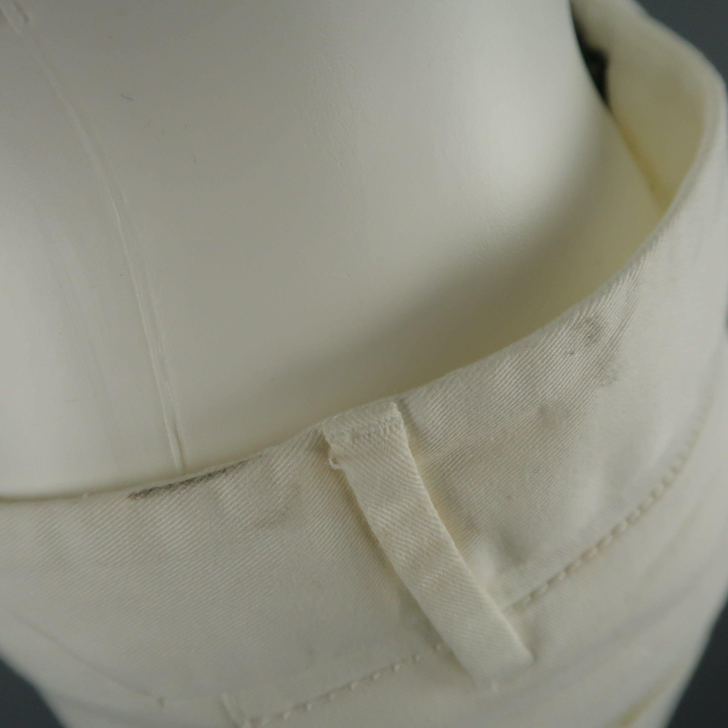Women's DOLCE & GABBANA Size 6 White Stretch Cotton Moto Detail Skinny Pants For Sale