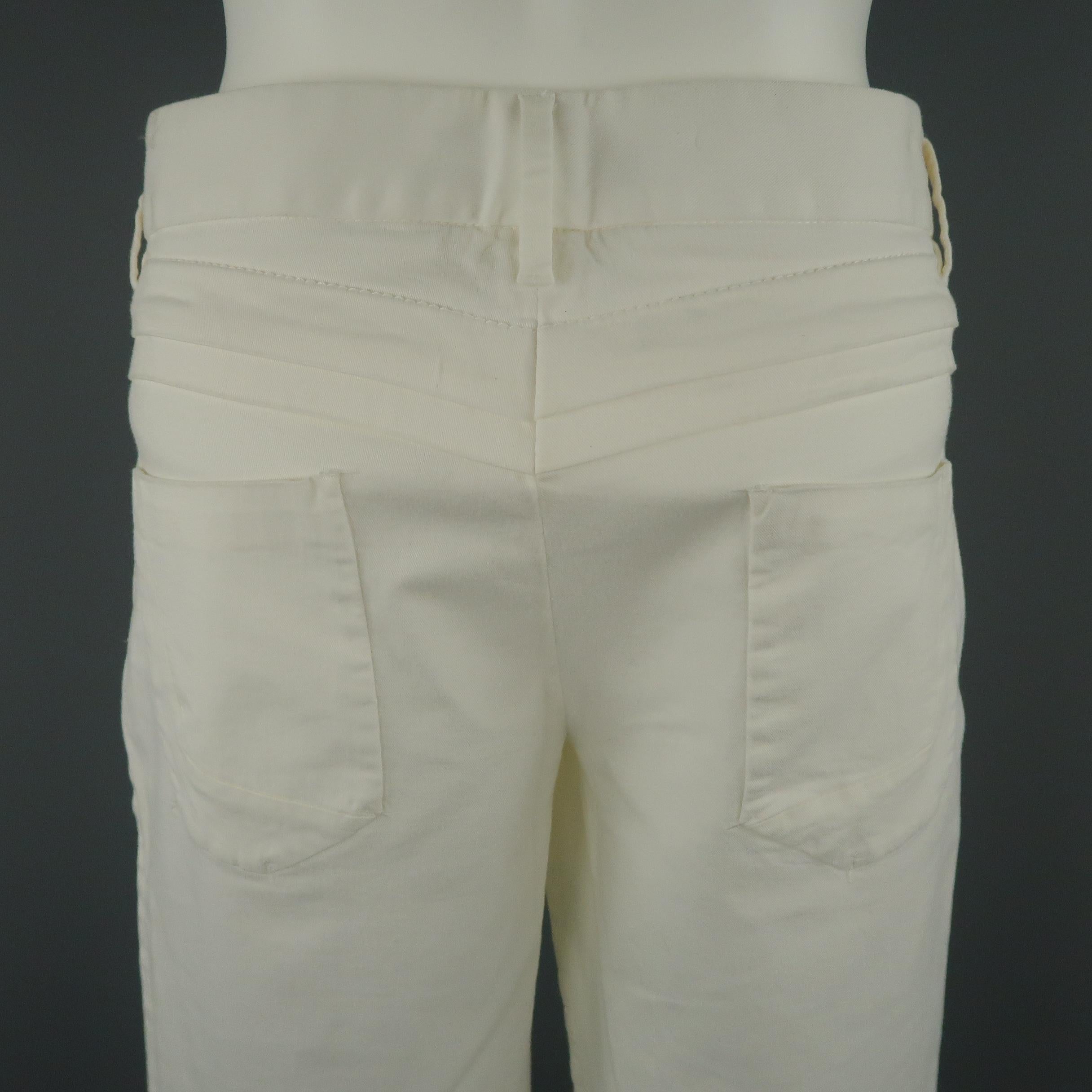 DOLCE & GABBANA Size 6 White Stretch Cotton Moto Detail Skinny Pants 1
