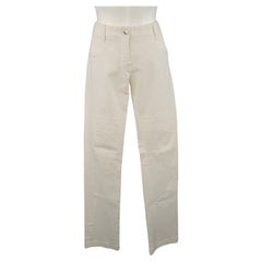 Dolce & Gabbana Taille 6 Pantalon skinny en coton stretch blanc avec détails Moto