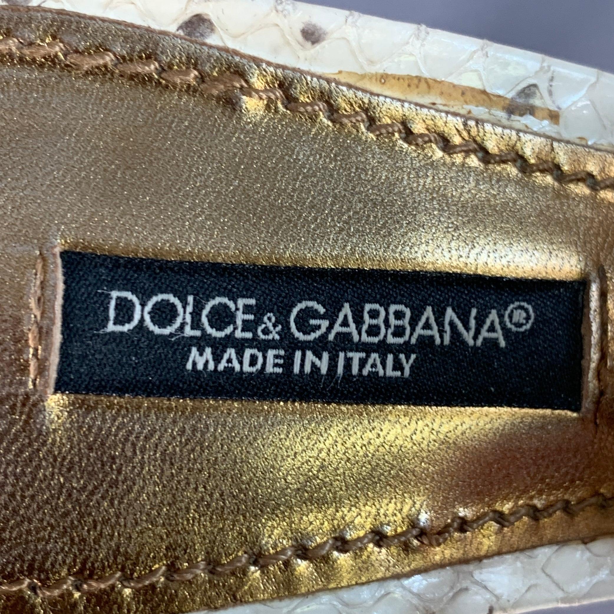 Dolce & Gabbana Taille 6.5 Beige Brown Snakeskin Leather Slingback Pumps en vente 3