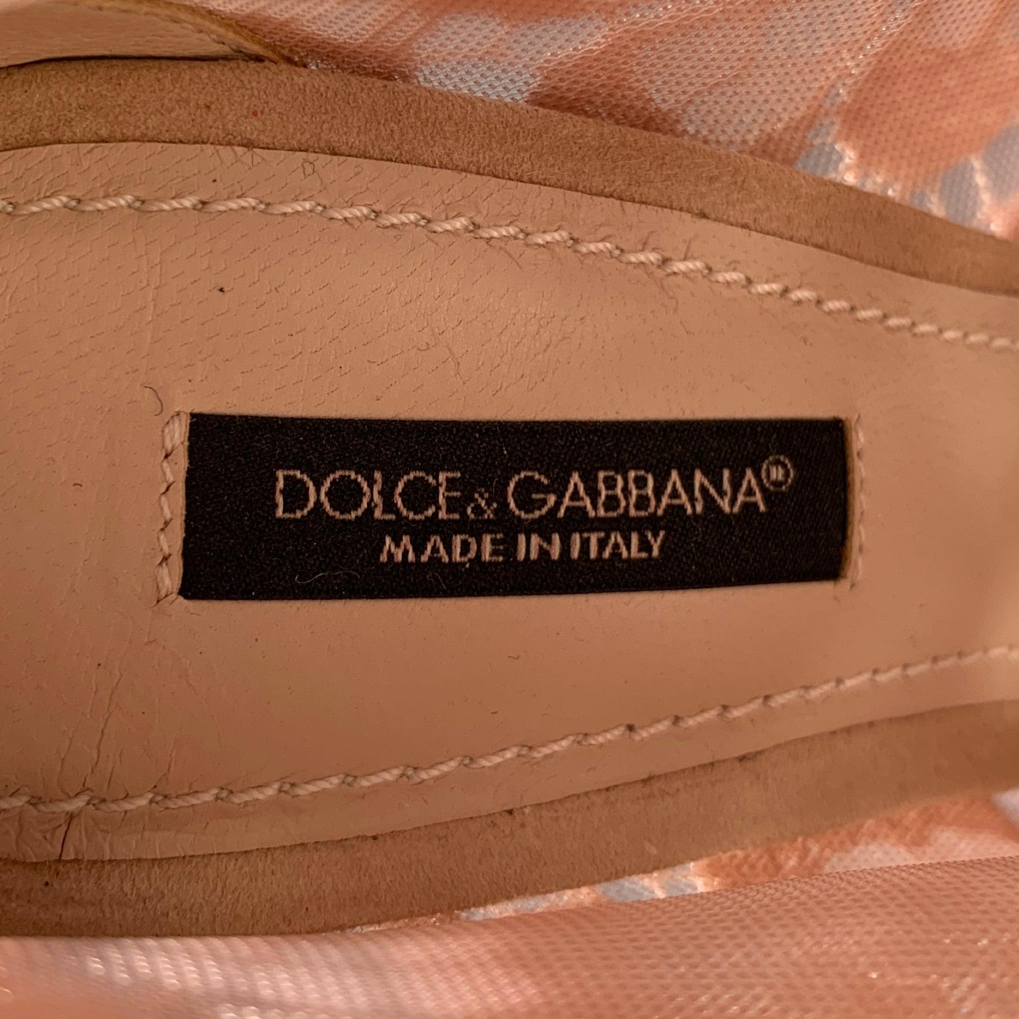 DOLCE & GABBANA Size 6.5 Pink Suede Mixed Materials Peep Toe Boots 2