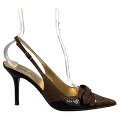 DOLCE & GABBANA Size 7 Brown Suede Slingback Bow Pumps