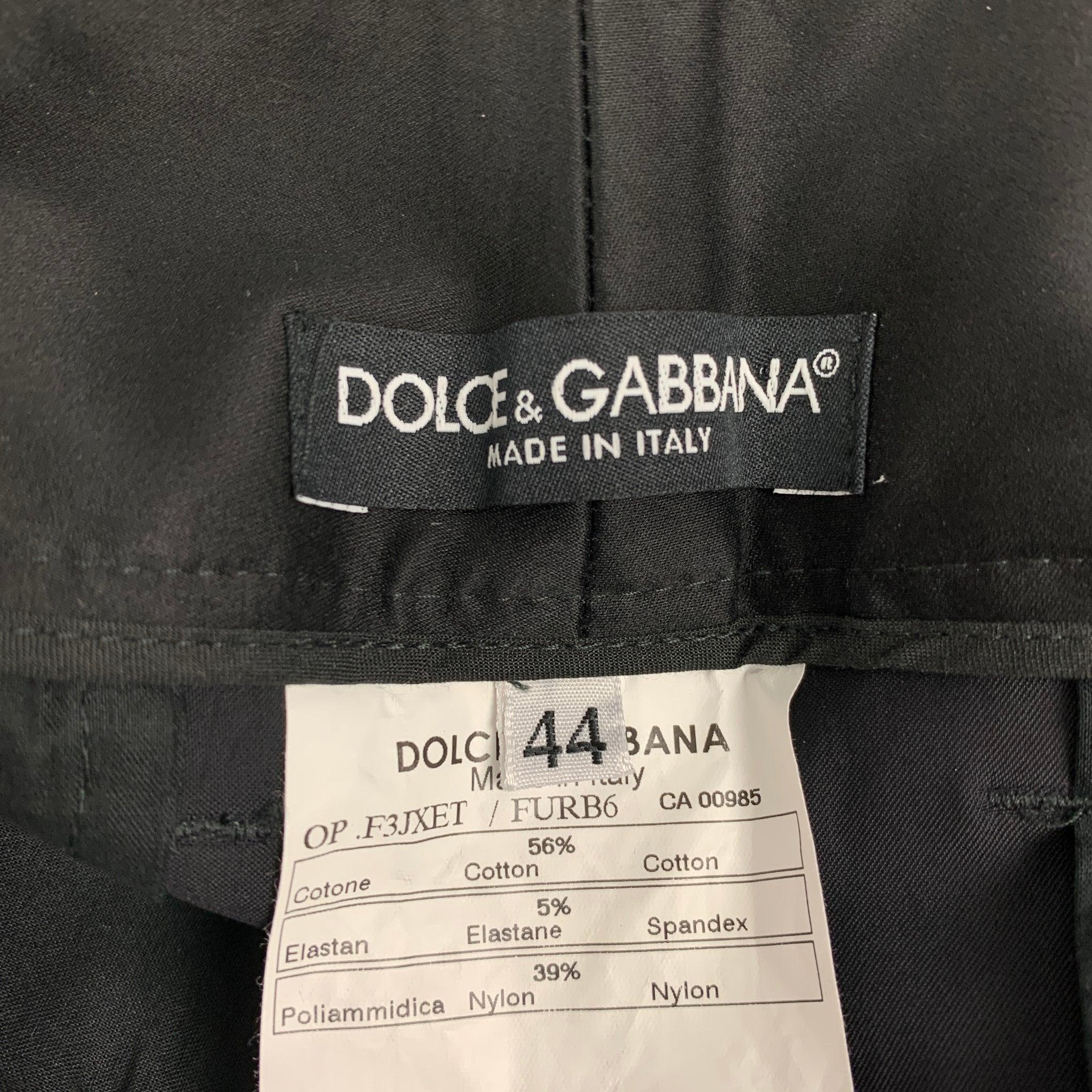 Women's DOLCE & GABBANA Size 8 Black Cotton Blend Low Rise Dress Pants