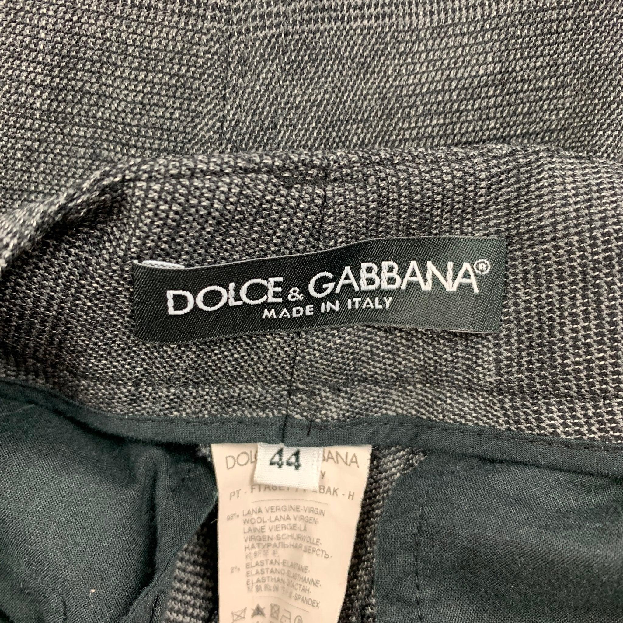 Women's DOLCE & GABBANA Size 8 Black Grey Virgin Wool Straight Dress Pants