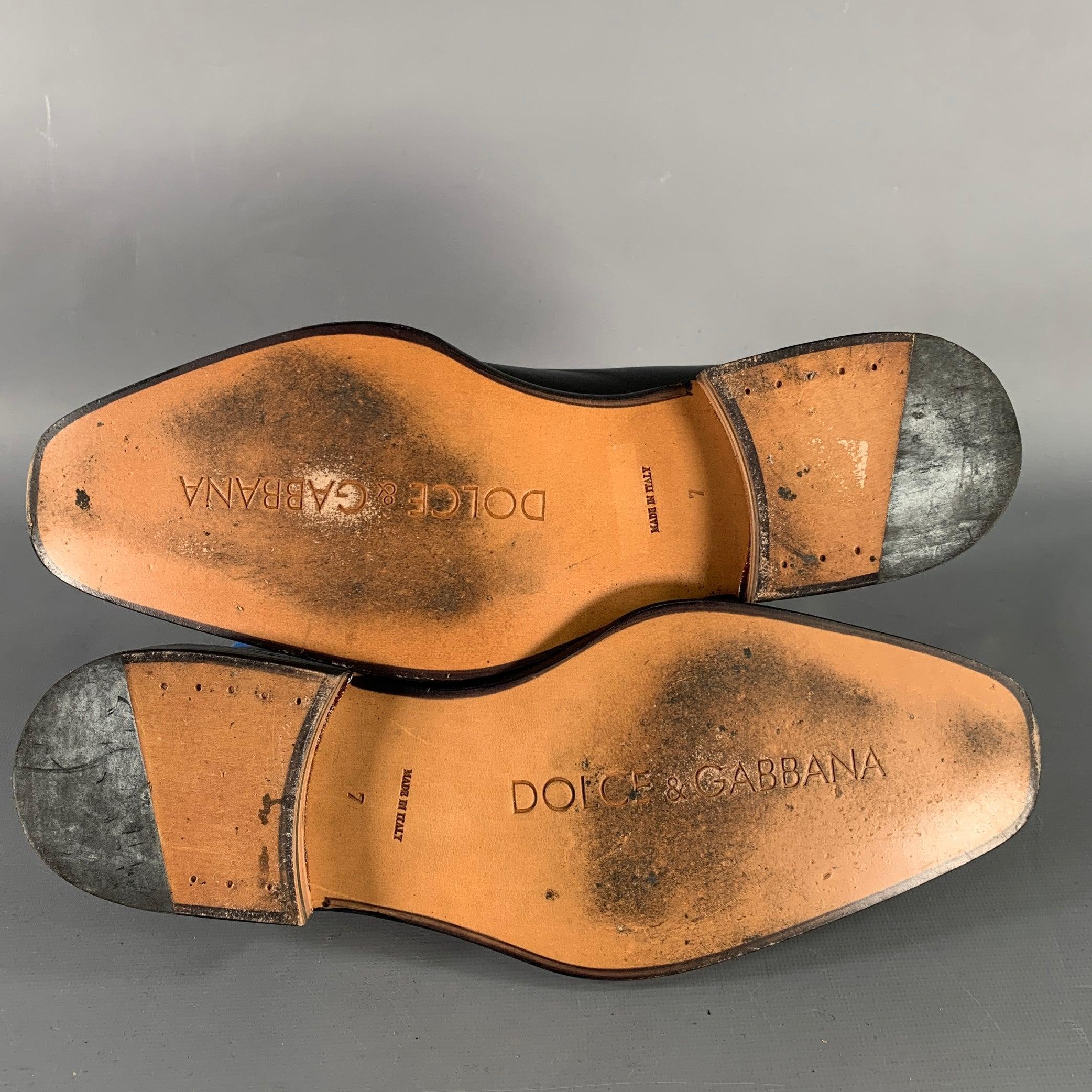 DOLCE & GABBANA Size 8 Black Leather Slip On Loafers 2