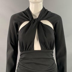 DOLCE & GABBANA Size 8 Black Viscose Blend Ruched Bodycon Cutout Cocktail Dress