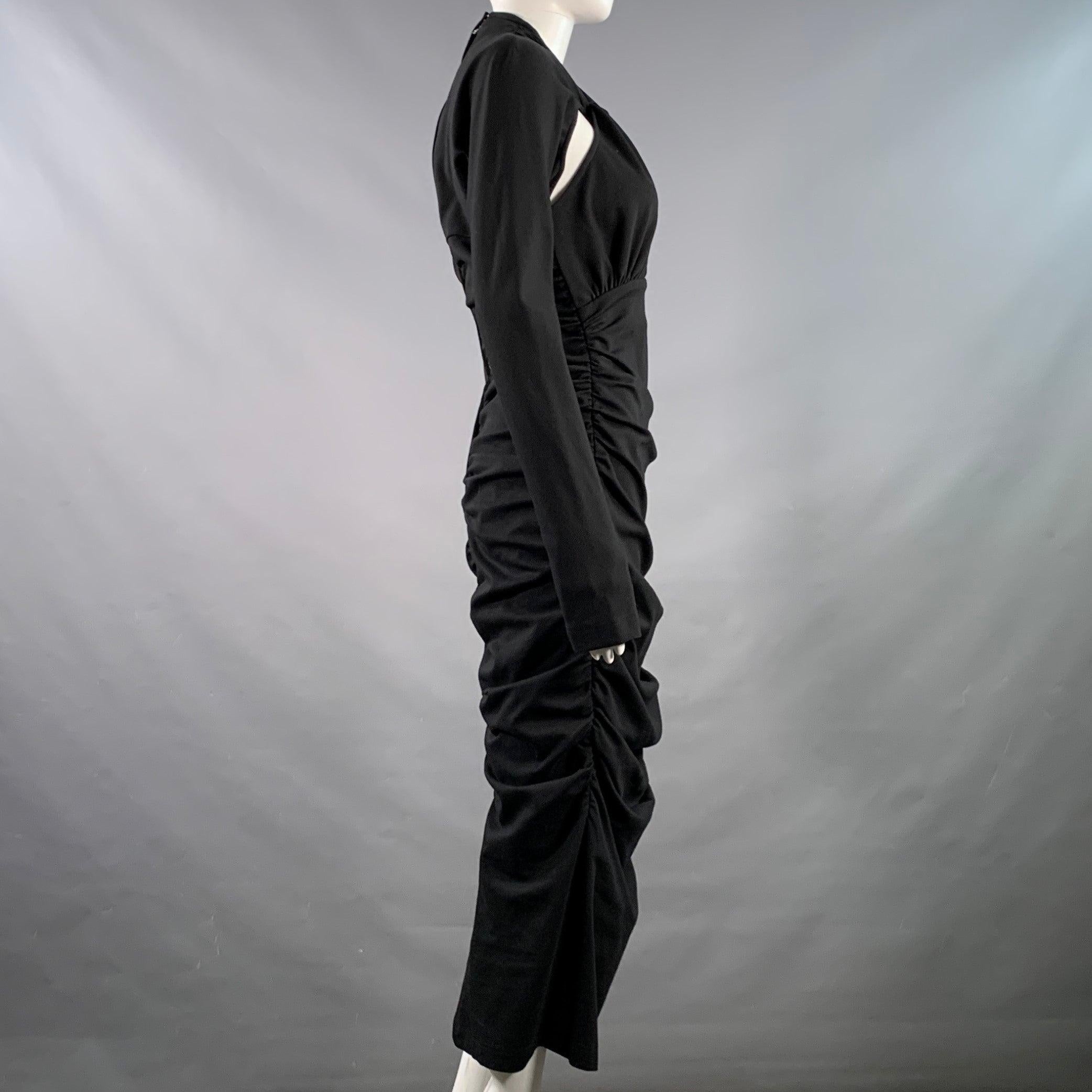 DOLCE & Gabbana Taille 8 Noir Viscose Blend Bodycon Ruched Cutout Cocktail Dress Excellent état - En vente à San Francisco, CA