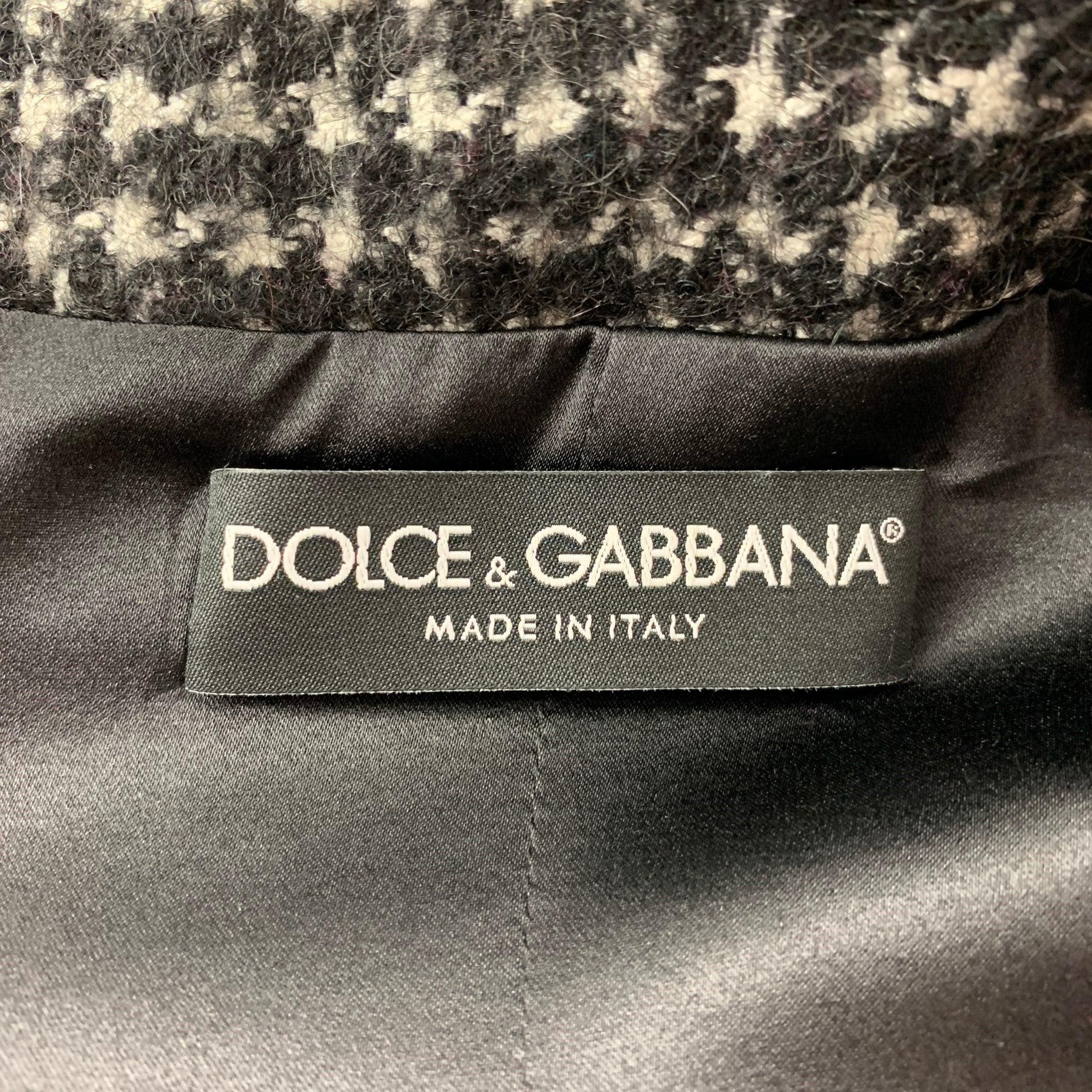 DOLCE & GABBANA Size 8 Black & White Houndstooth Virgin Wool Blend Jacket 1